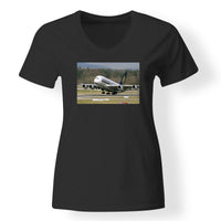 Thumbnail for Departing Singapore Airlines A380 Designed V-Neck T-Shirts