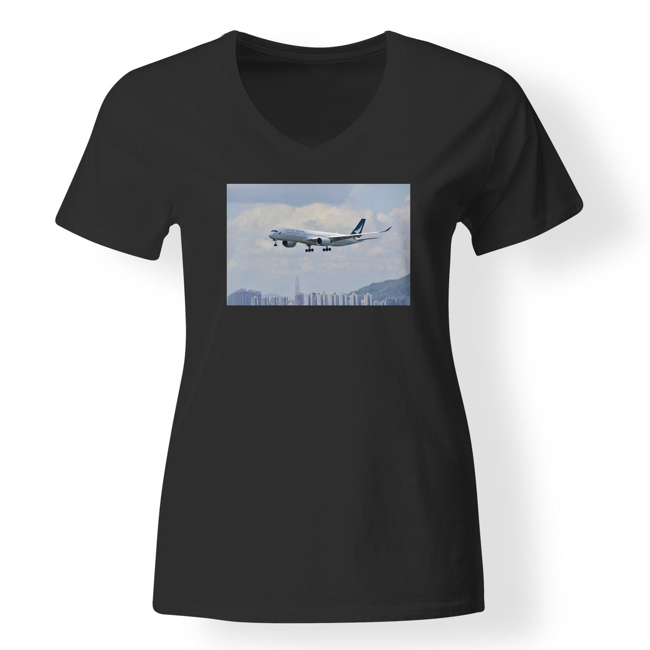 Cathay Pacific Airbus A350 Designed V-Neck T-Shirts