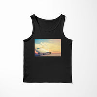 Thumbnail for Parked Aircraft During Sunset Designed Tank Tops