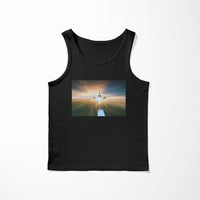 Thumbnail for Airplane Flying Over Runway Designed Tank Tops