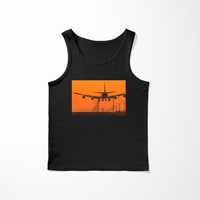 Thumbnail for Close up to Boeing 747 Landing at Sunset Designed Tank Tops