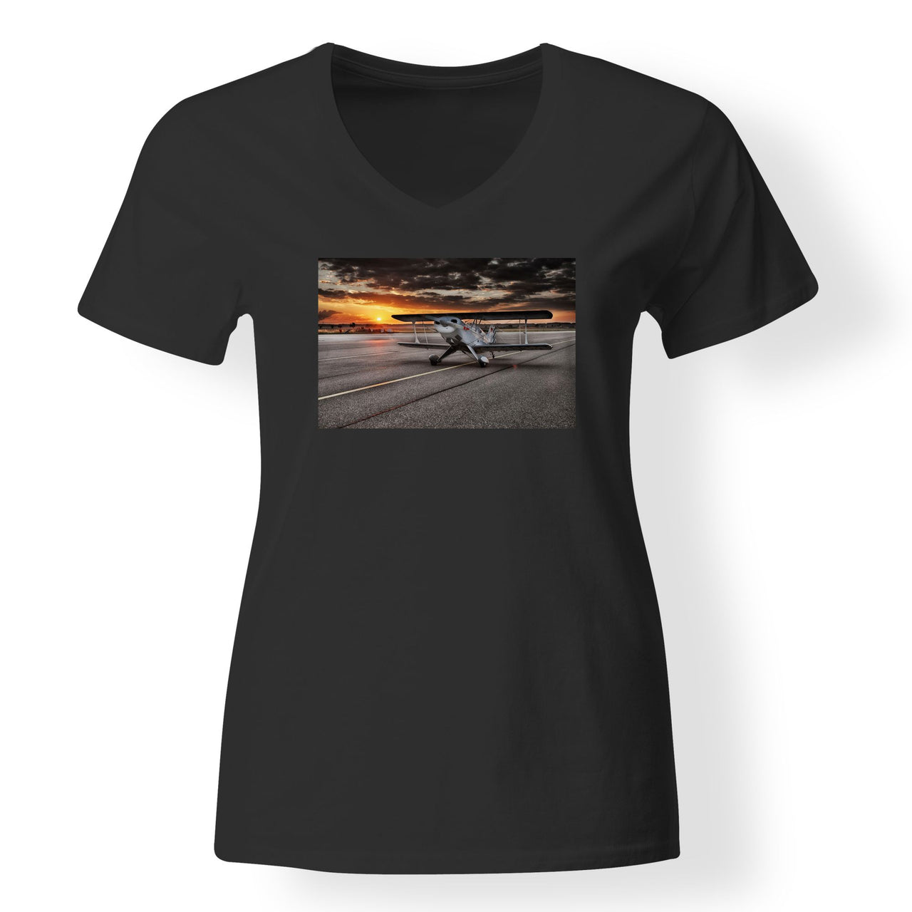 Beautiful Show Airplane Designed V-Neck T-Shirts