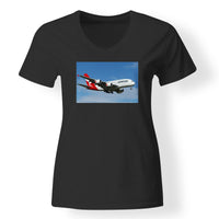 Thumbnail for Landing Qantas A380 Designed V-Neck T-Shirts