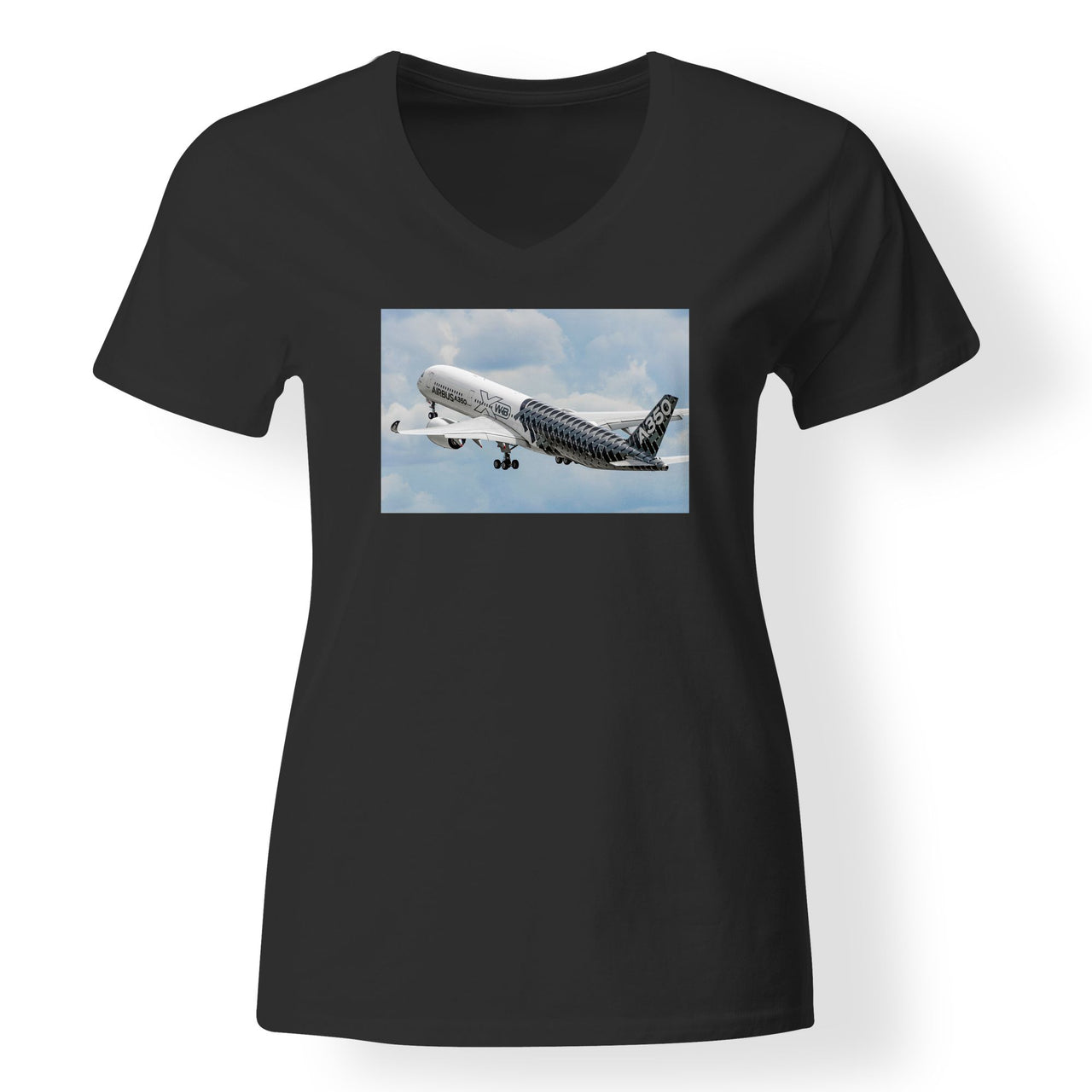 Departing Airbus A350 (Original Livery) Designed V-Neck T-Shirts