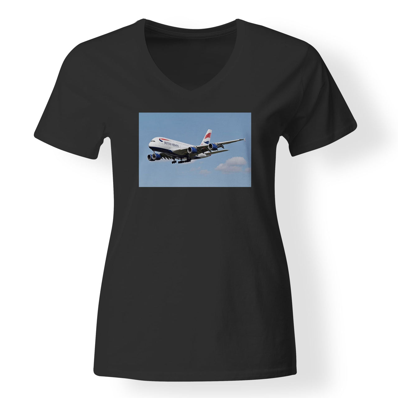 Landing British Airways A380 Designed V-Neck T-Shirts