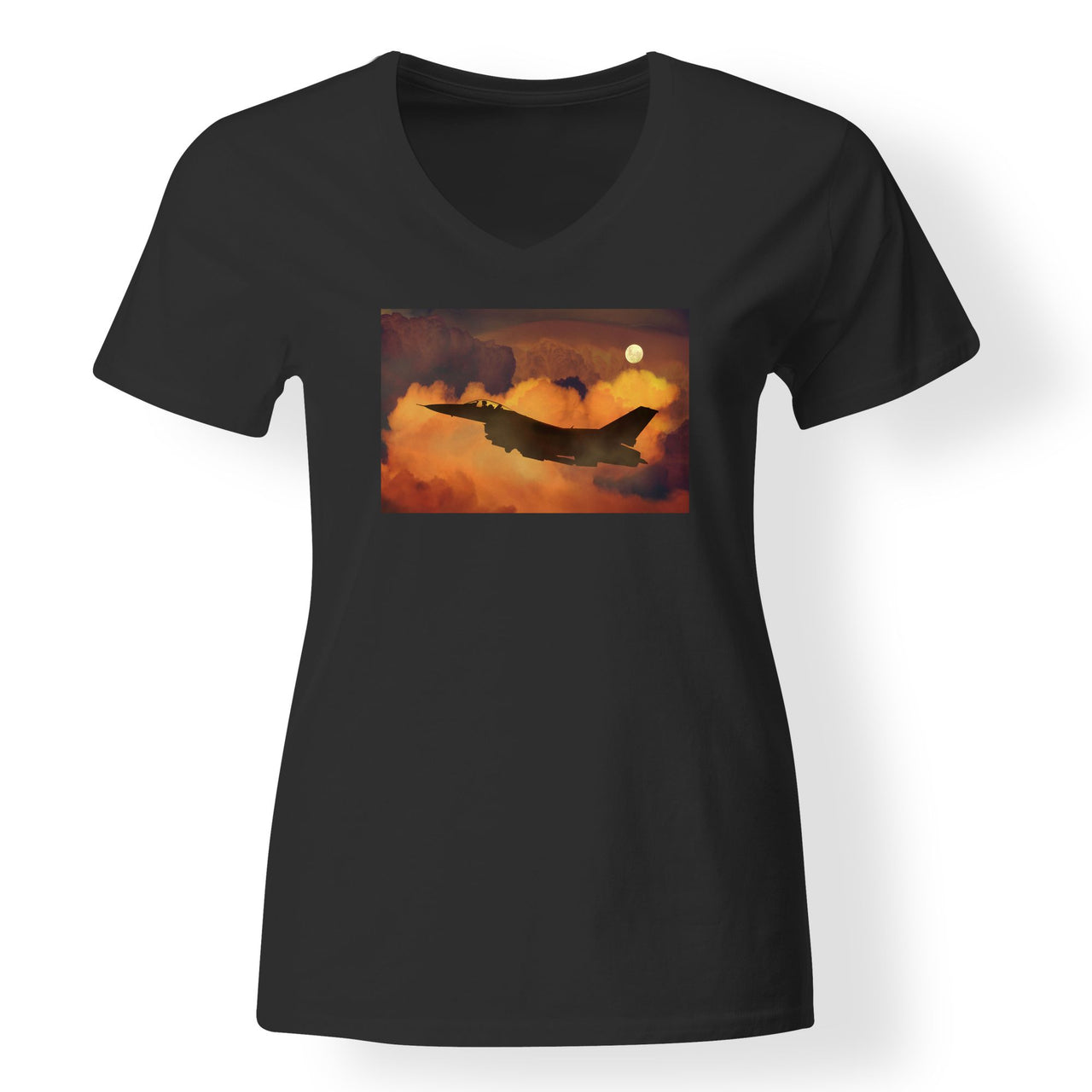 Departing Fighter Jet 16 Designed V-Neck T-Shirts