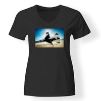 Thumbnail for Turning Right Fighter Jet 16 Designed V-Neck T-Shirts