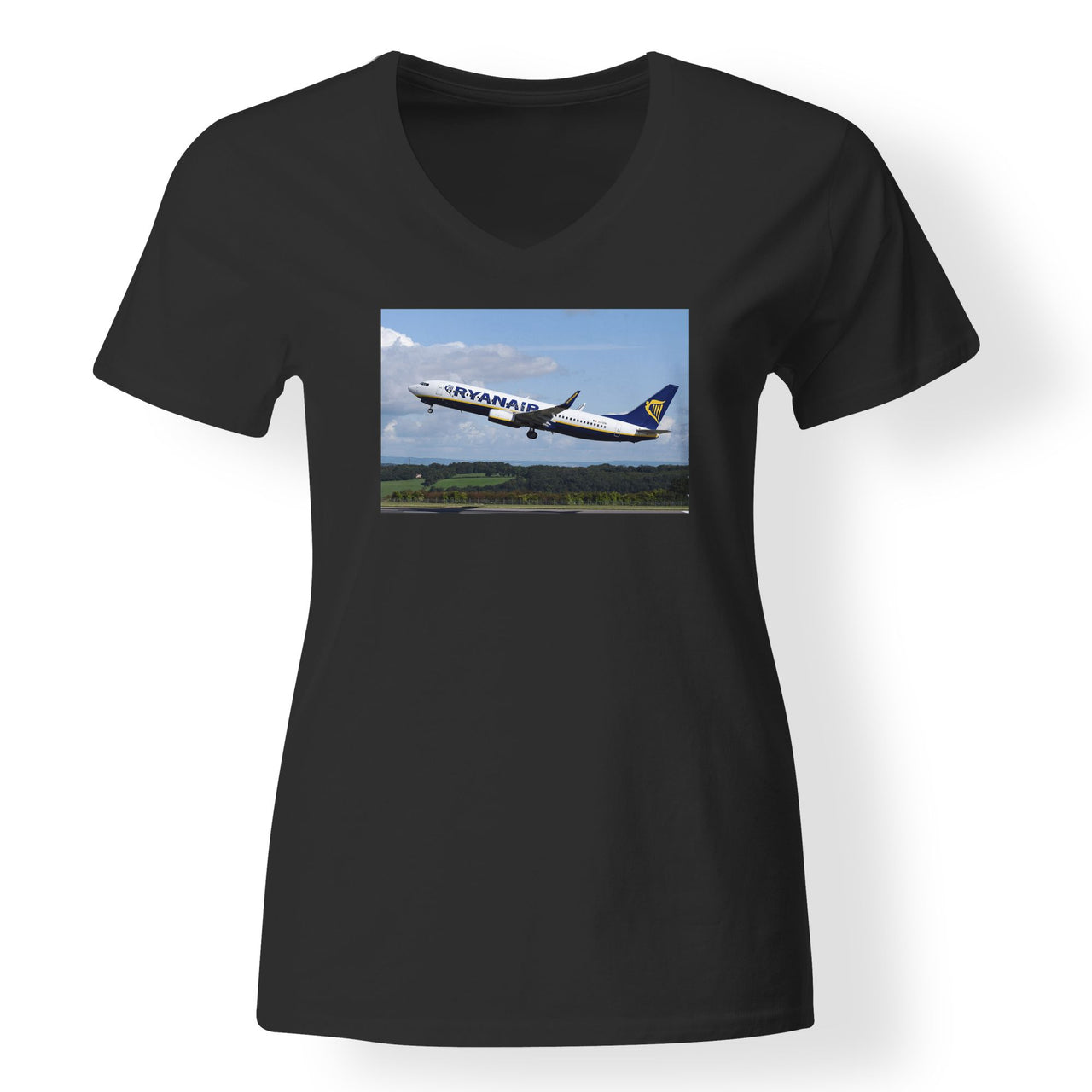 Departing Ryanair's Boeing 737 Designed V-Neck T-Shirts