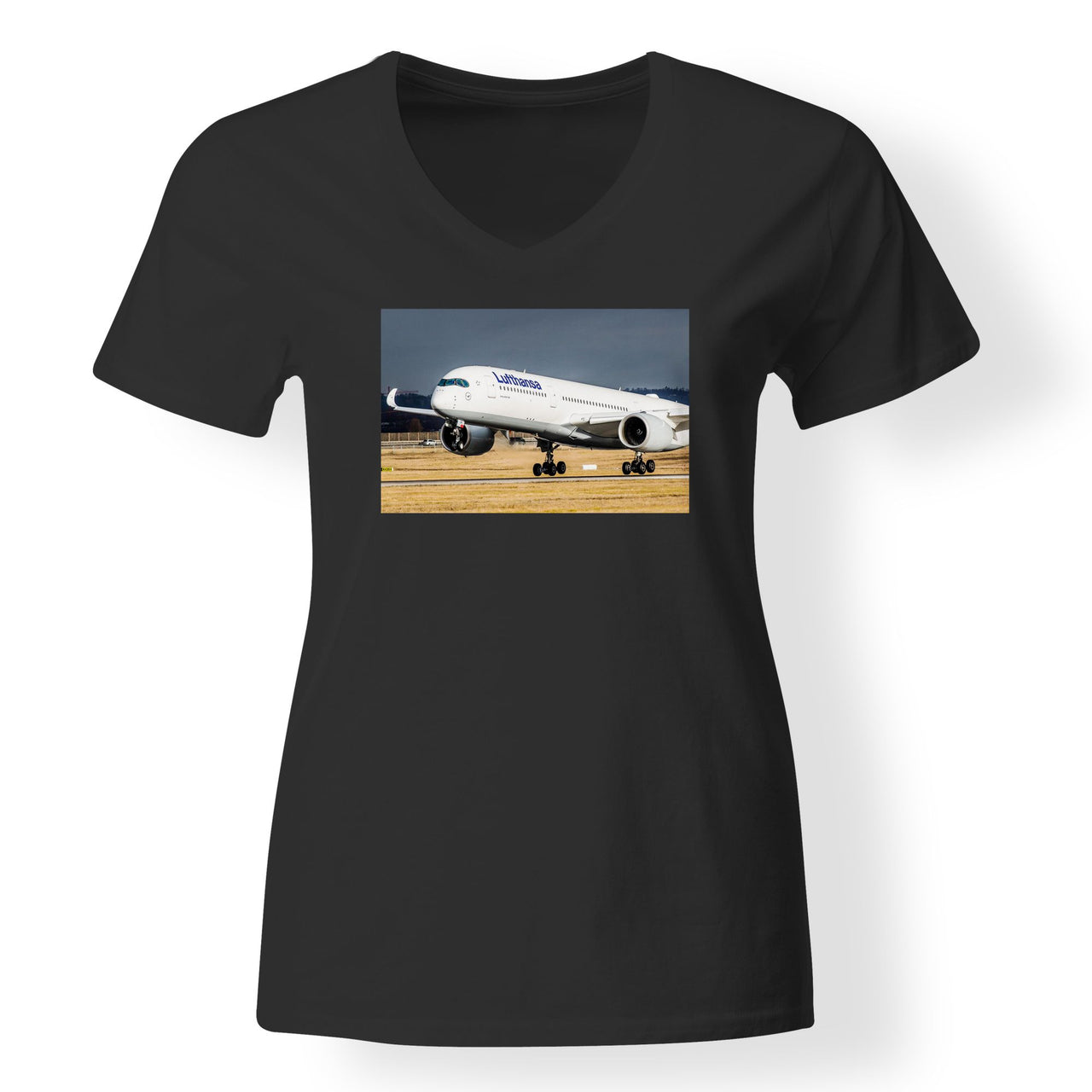 Lutfhansa A350 Designed V-Neck T-Shirts