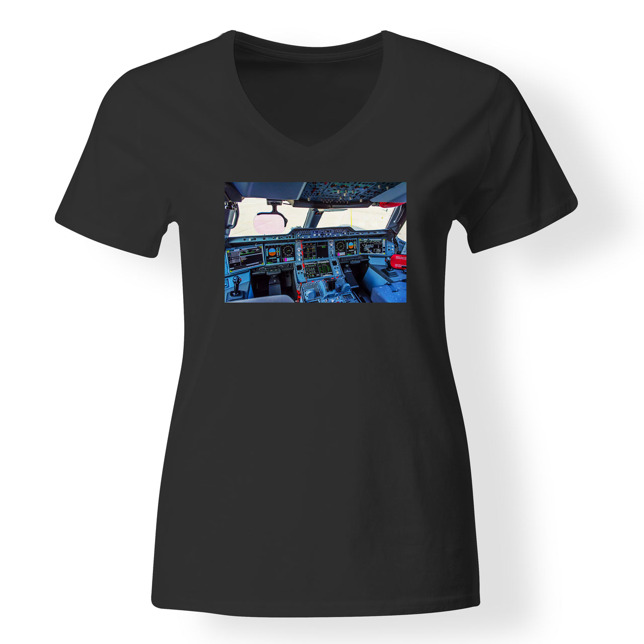 Airbus A350 Cockpit Designed V-Neck T-Shirts