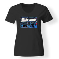 Thumbnail for Airbus A350 Cockpit Designed V-Neck T-Shirts