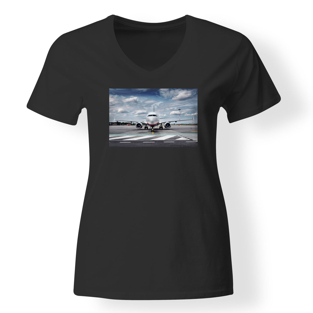 Amazing Clouds and Boeing 737 NG Designed V-Neck T-Shirts