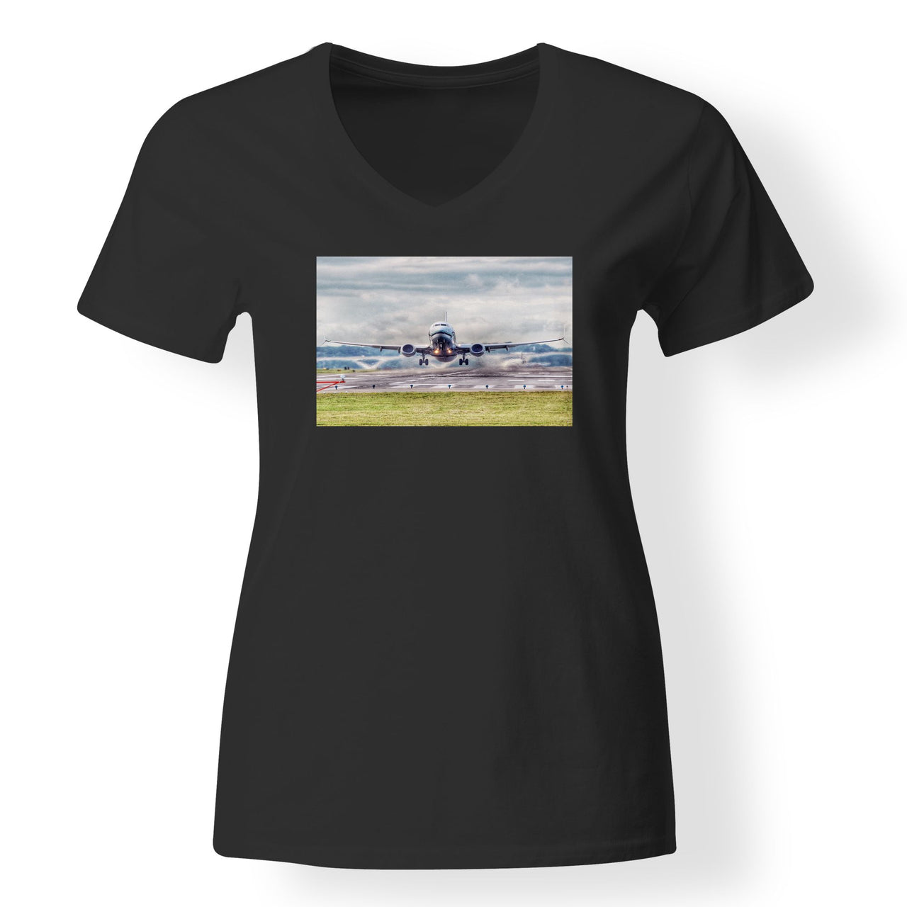 Departing Boeing 737 Designed V-Neck T-Shirts