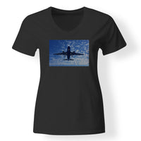 Thumbnail for Airplane From Below Designed V-Neck T-Shirts
