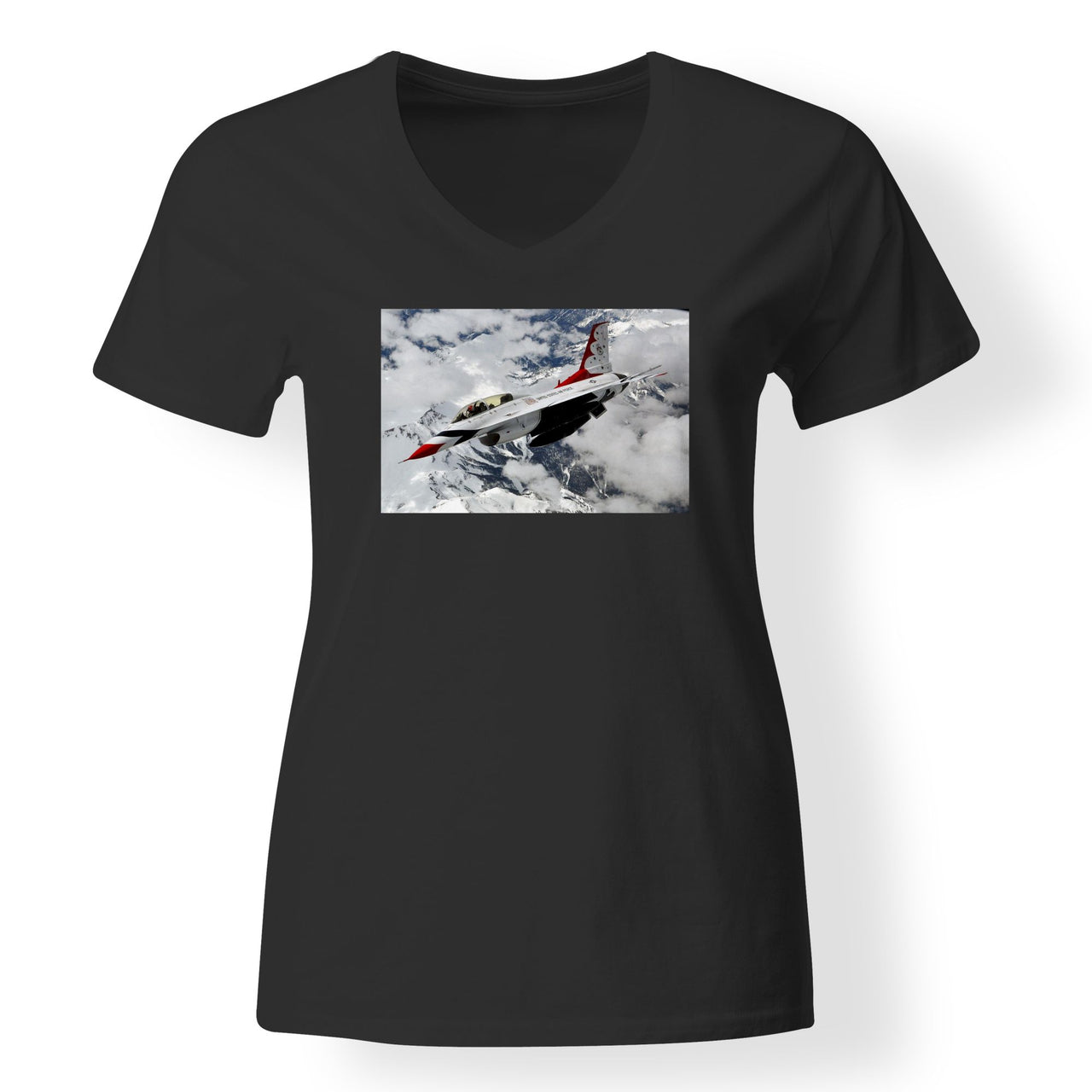 US Air Force Show Fighter Jet 16 Designed V-Neck T-Shirts