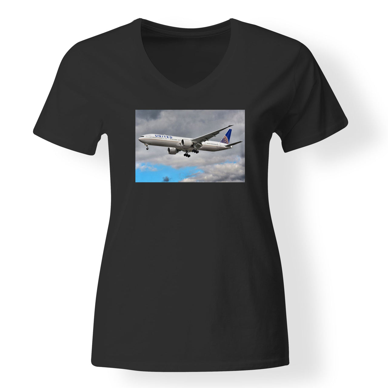United Airways Boeing 777 Designed V-Neck T-Shirts
