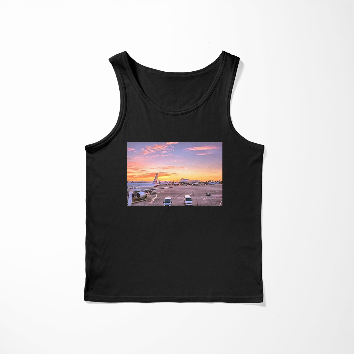 Airport Photo During Sunset Designed Tank Tops