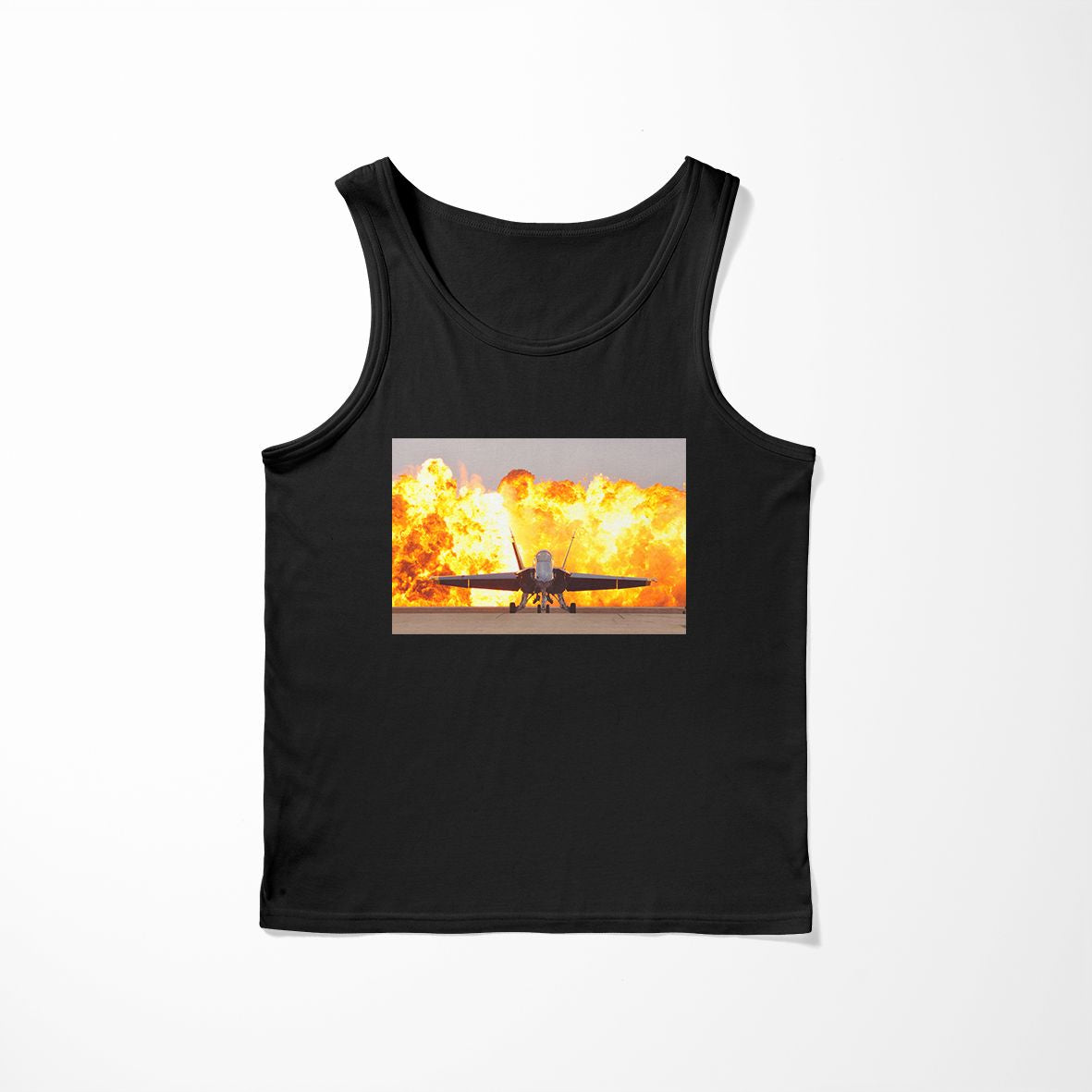 Face to Face with Air Force Jet & Flames Designed Tank Tops