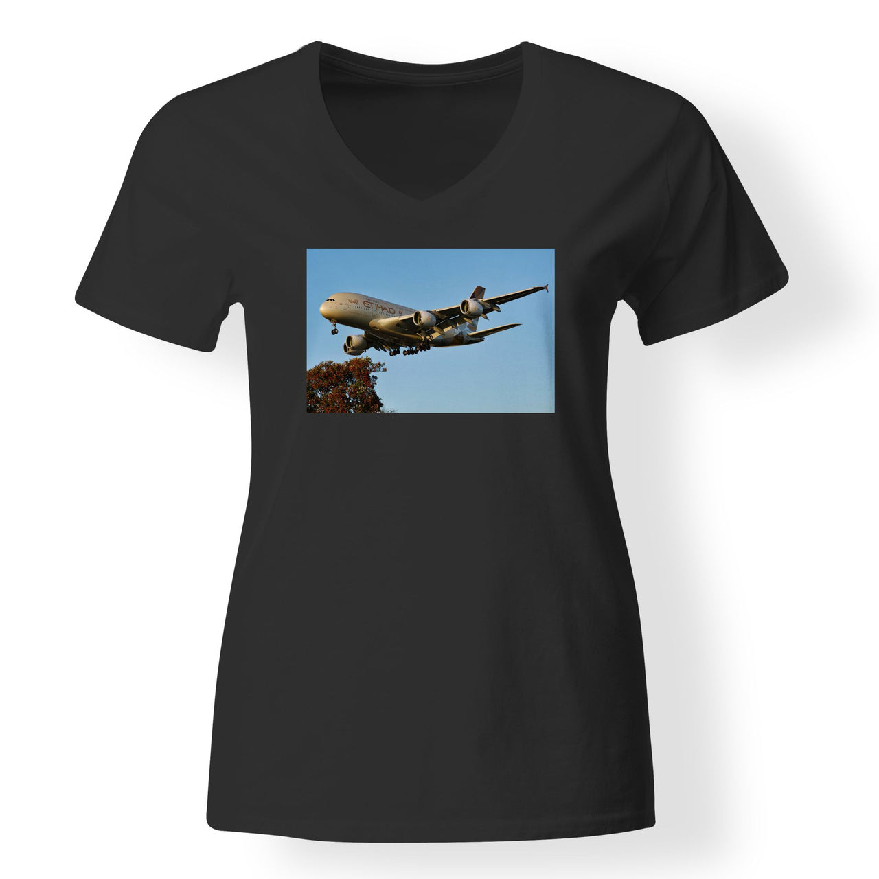 Etihad Airways A380 Designed V-Neck T-Shirts