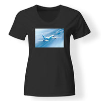 Thumbnail for Beautiful Painting of Boeing 787 Dreamliner Designed V-Neck T-Shirts