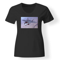 Thumbnail for Fighter Jet 35 Captured in the Air Designed V-Neck T-Shirts