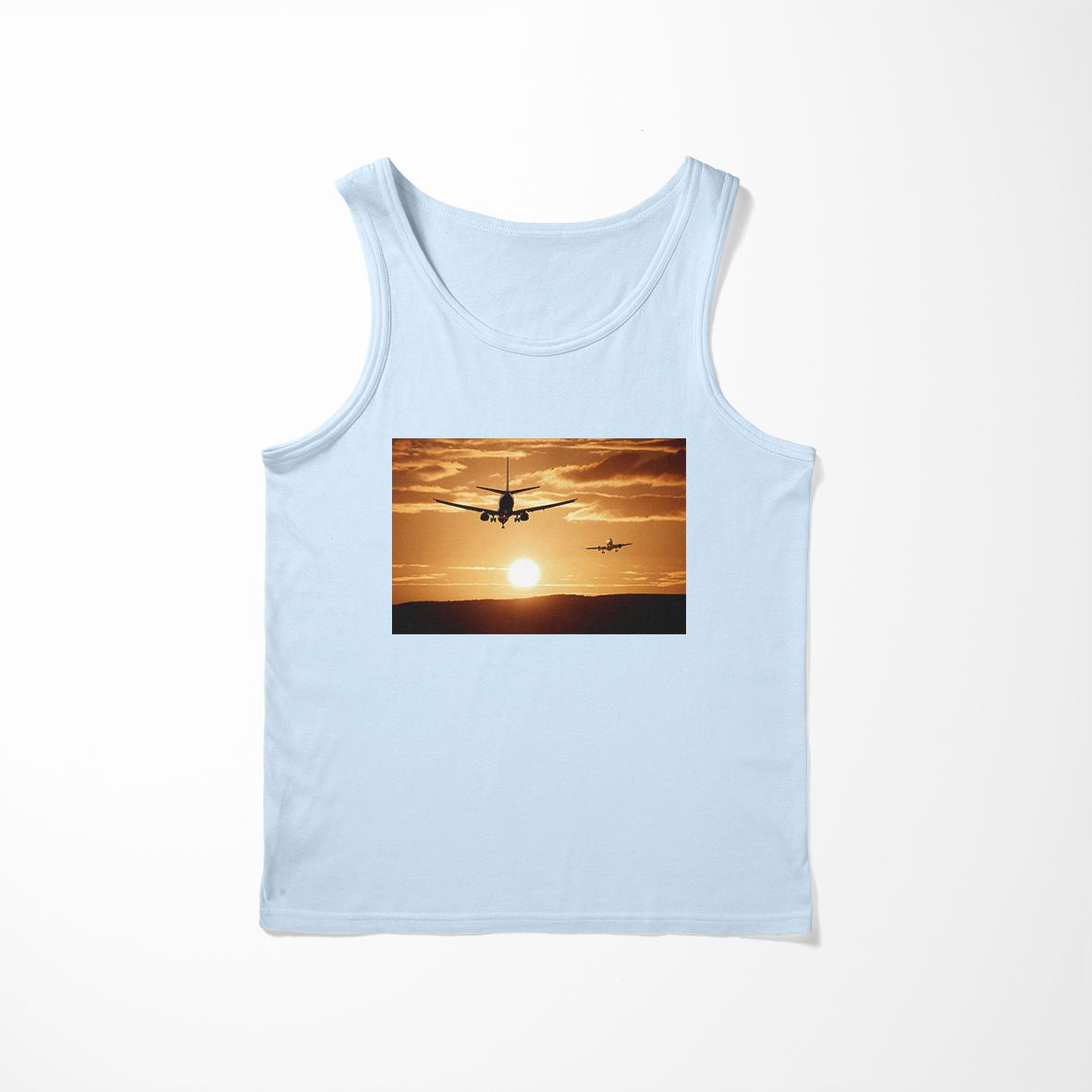 Two Aeroplanes During Sunset Designed Tank Tops
