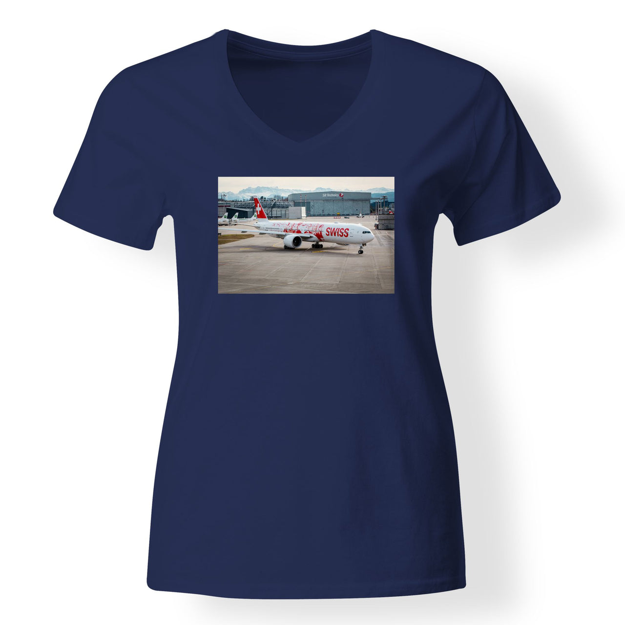 Boeing 777 Swiss Foto Designed V-Neck T-Shirts