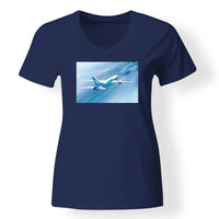 Thumbnail for Beautiful Painting of Boeing 787 Dreamliner Designed V-Neck T-Shirts
