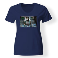 Thumbnail for Airbus A320 Cockpit Designed V-Neck T-Shirts