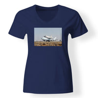 Thumbnail for Boeing 747 Carrying Nasa's Space Shuttle Designed V-Neck T-Shirts