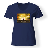 Thumbnail for Ready for Departure Passanger Jet Designed V-Neck T-Shirts
