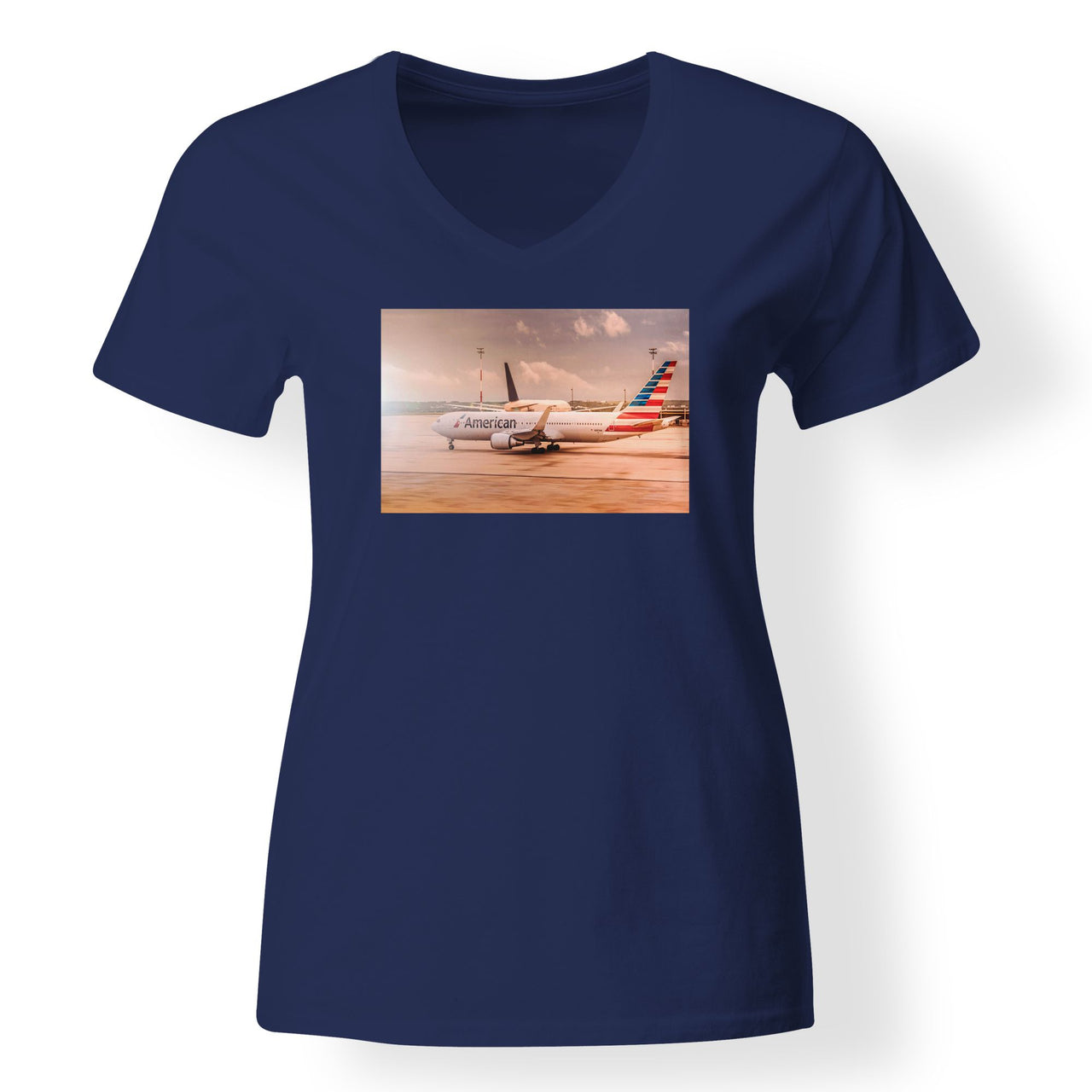 American Airlines Boeing 767 Designed V-Neck T-Shirts