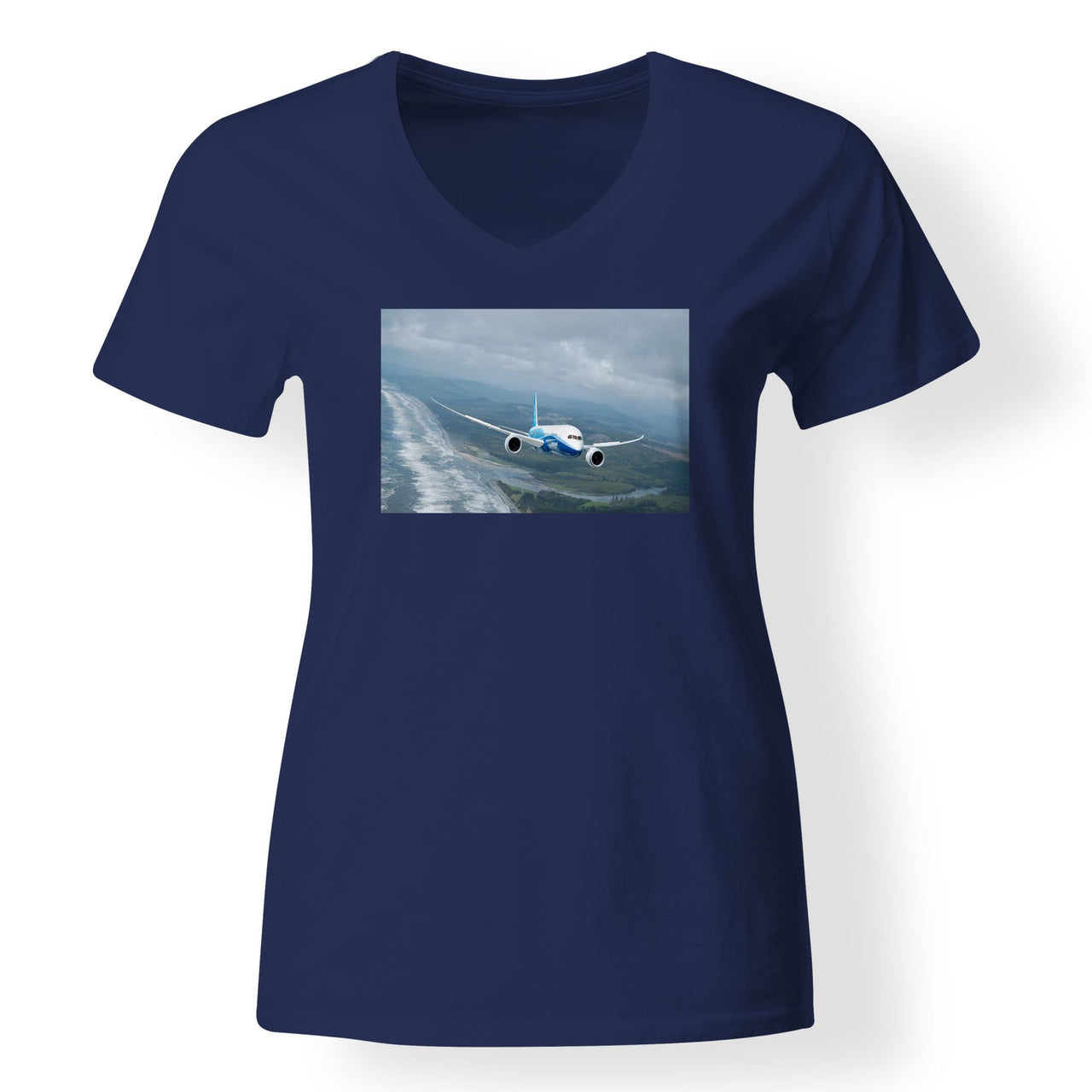 Cruising Boeing 787 Designed V-Neck T-Shirts