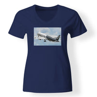 Thumbnail for Departing Airbus A350 (Original Livery) Designed V-Neck T-Shirts