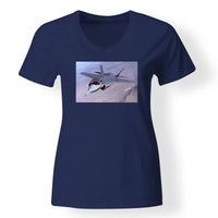 Thumbnail for Fighter Jet 35 Captured in the Air Designed V-Neck T-Shirts