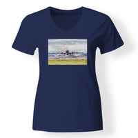 Thumbnail for Departing Boeing 737 Designed V-Neck T-Shirts