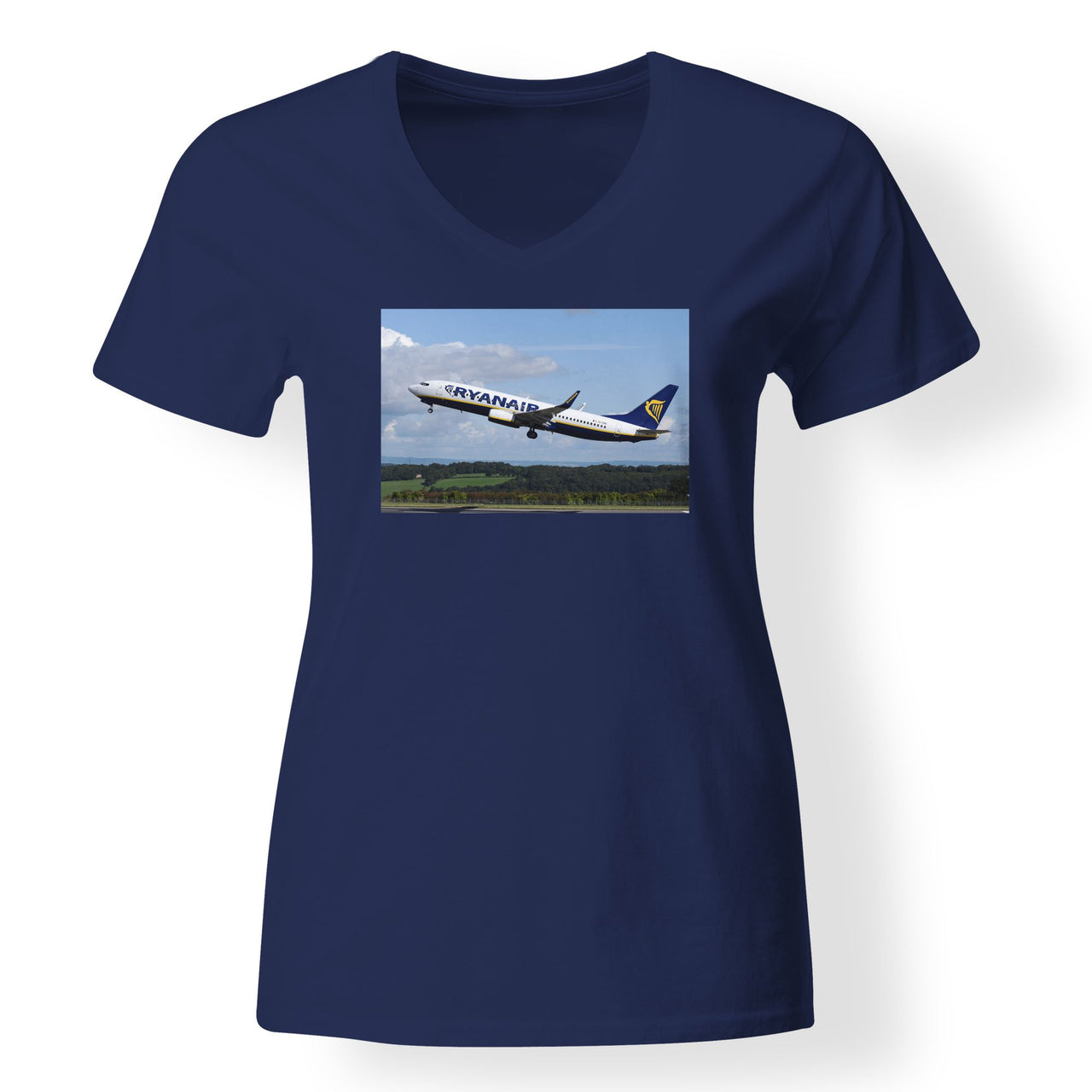 Departing Ryanair's Boeing 737 Designed V-Neck T-Shirts