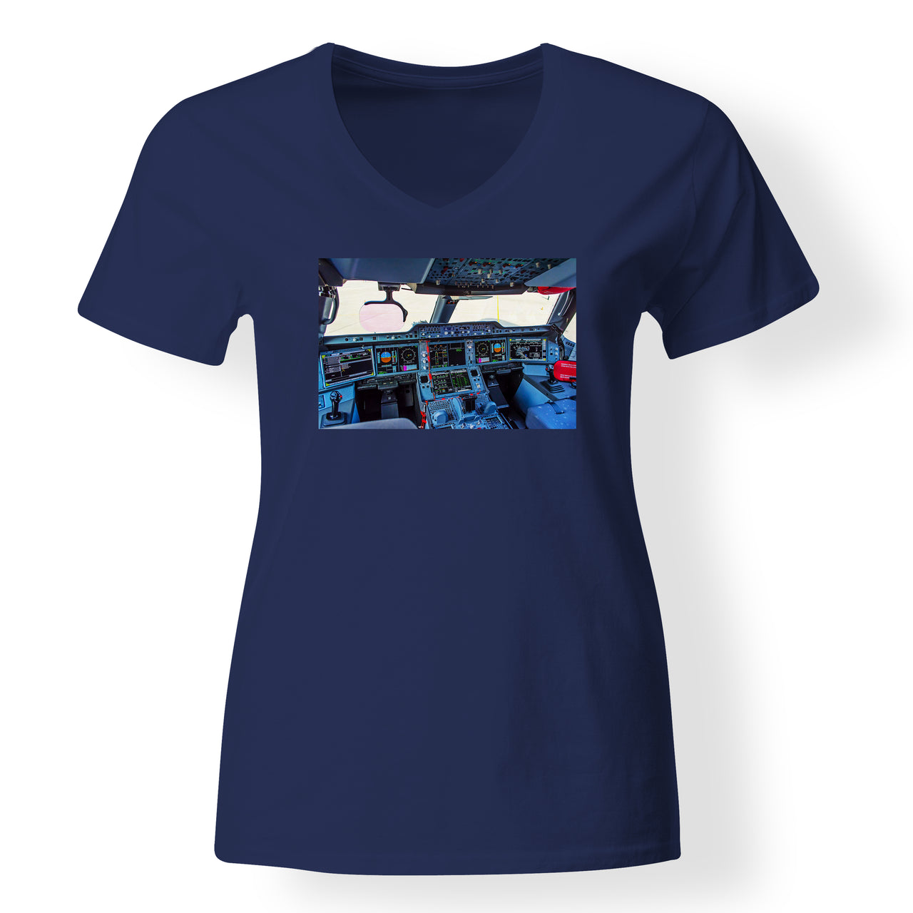 Airbus A350 Cockpit Designed V-Neck T-Shirts