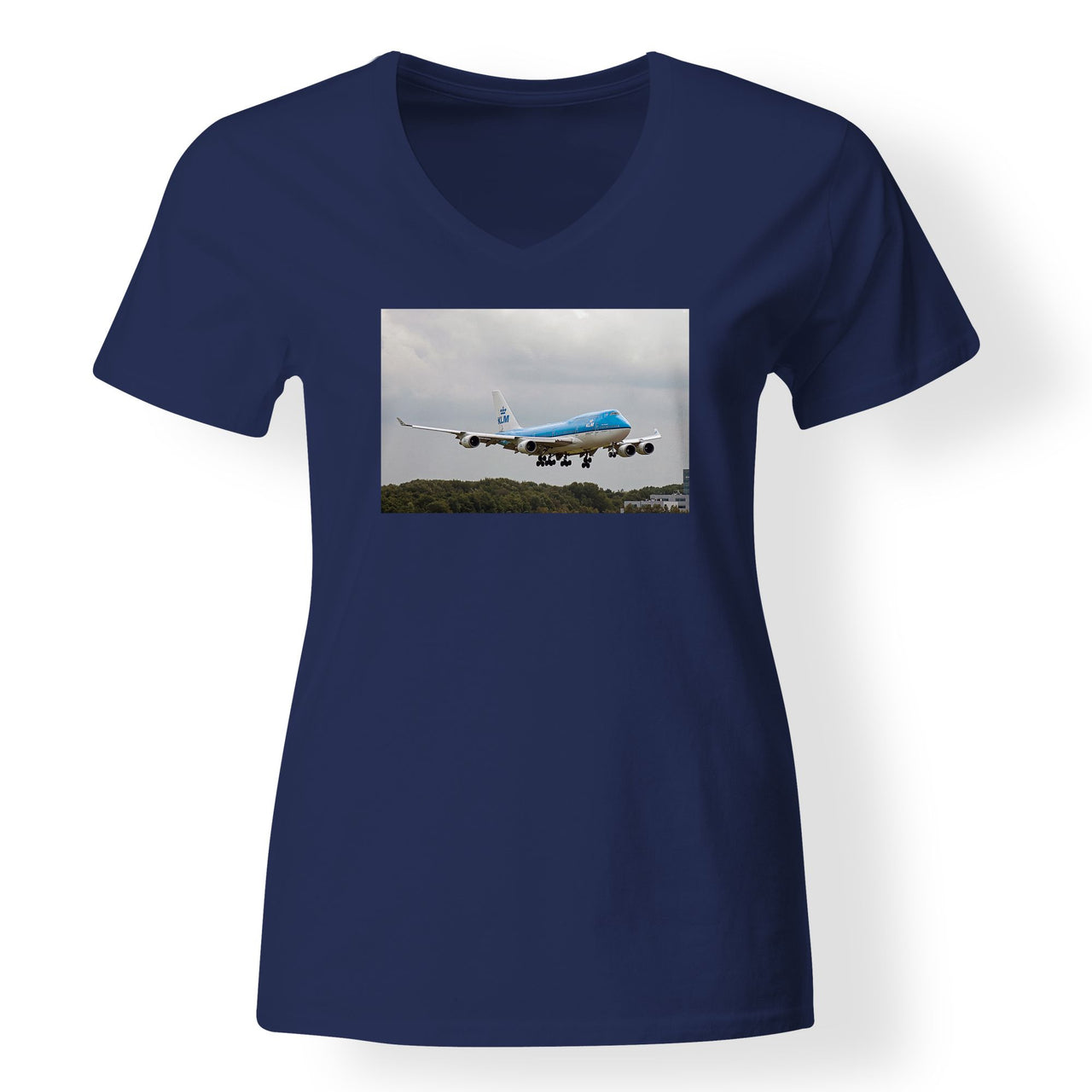 Landing KLM's Boeing 747 Designed V-Neck T-Shirts