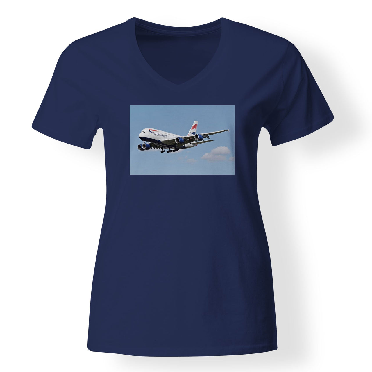 Landing British Airways A380 Designed V-Neck T-Shirts