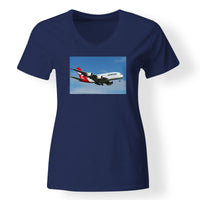 Thumbnail for Landing Qantas A380 Designed V-Neck T-Shirts