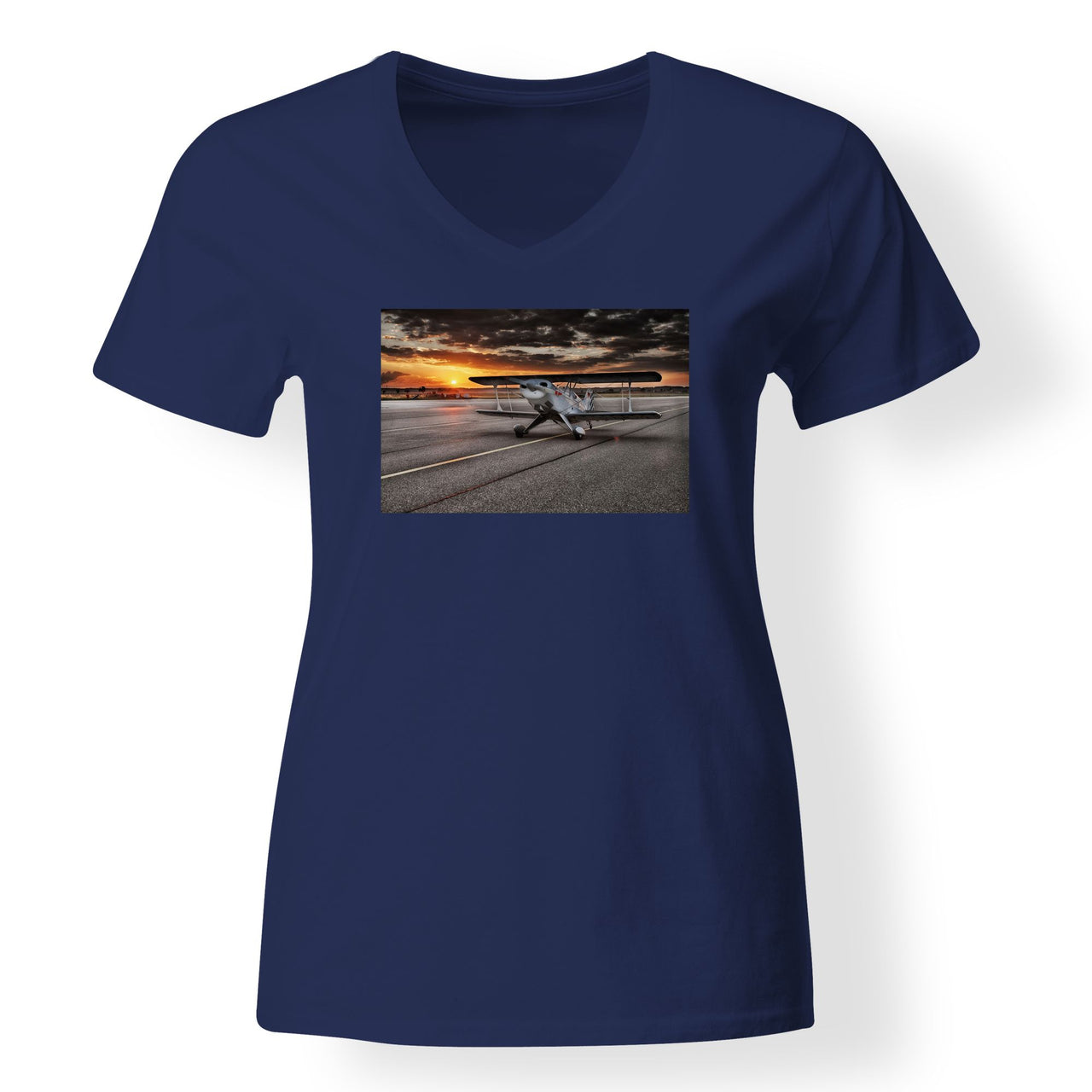 Beautiful Show Airplane Designed V-Neck T-Shirts