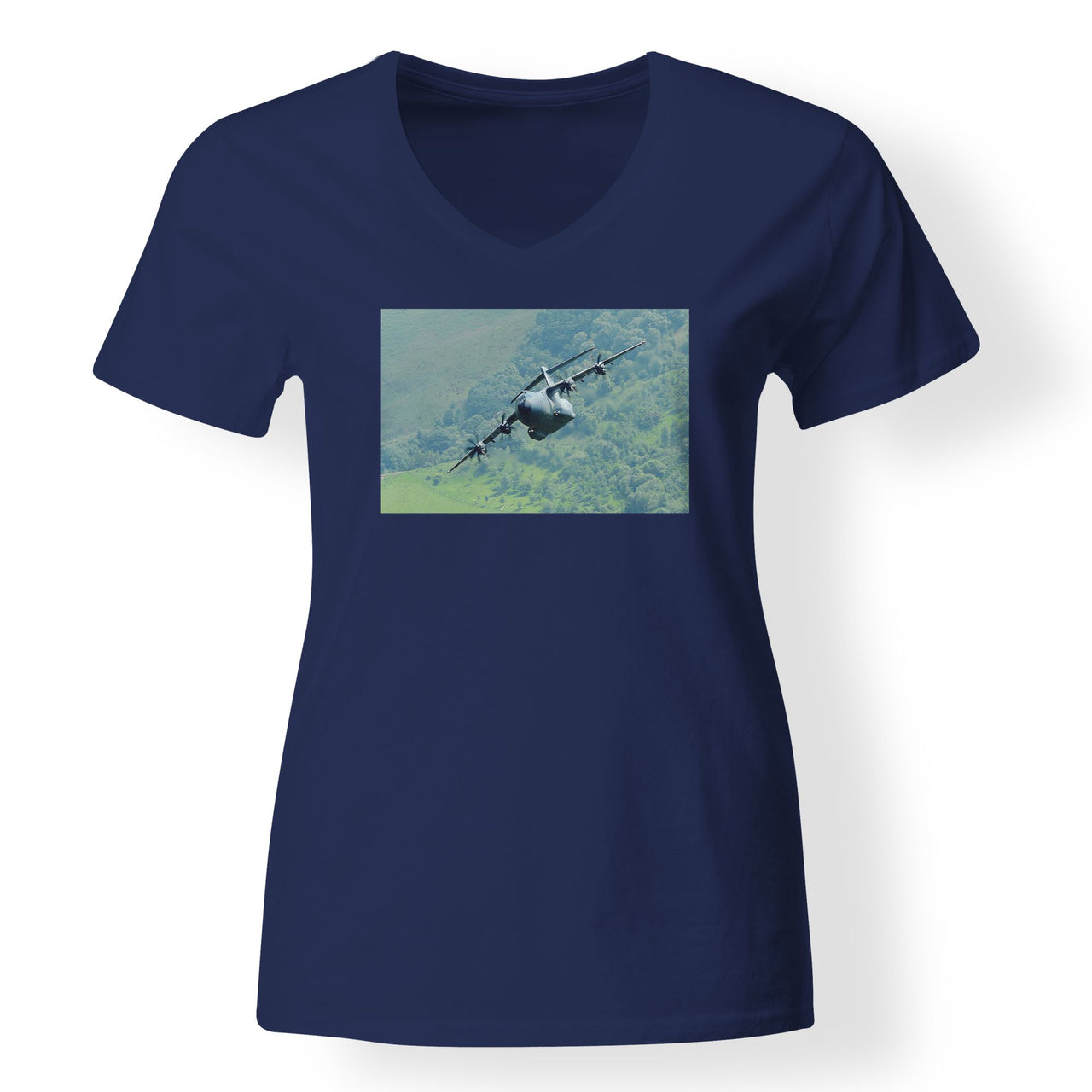 Cruising Airbus A400M Designed V-Neck T-Shirts