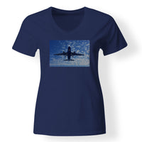 Thumbnail for Airplane From Below Designed V-Neck T-Shirts