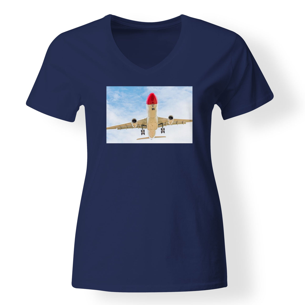 Beautiful Airbus A330 on Approach Designed V-Neck T-Shirts