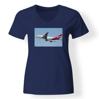 Thumbnail for Departing Qantas Boeing 747 Designed V-Neck T-Shirts
