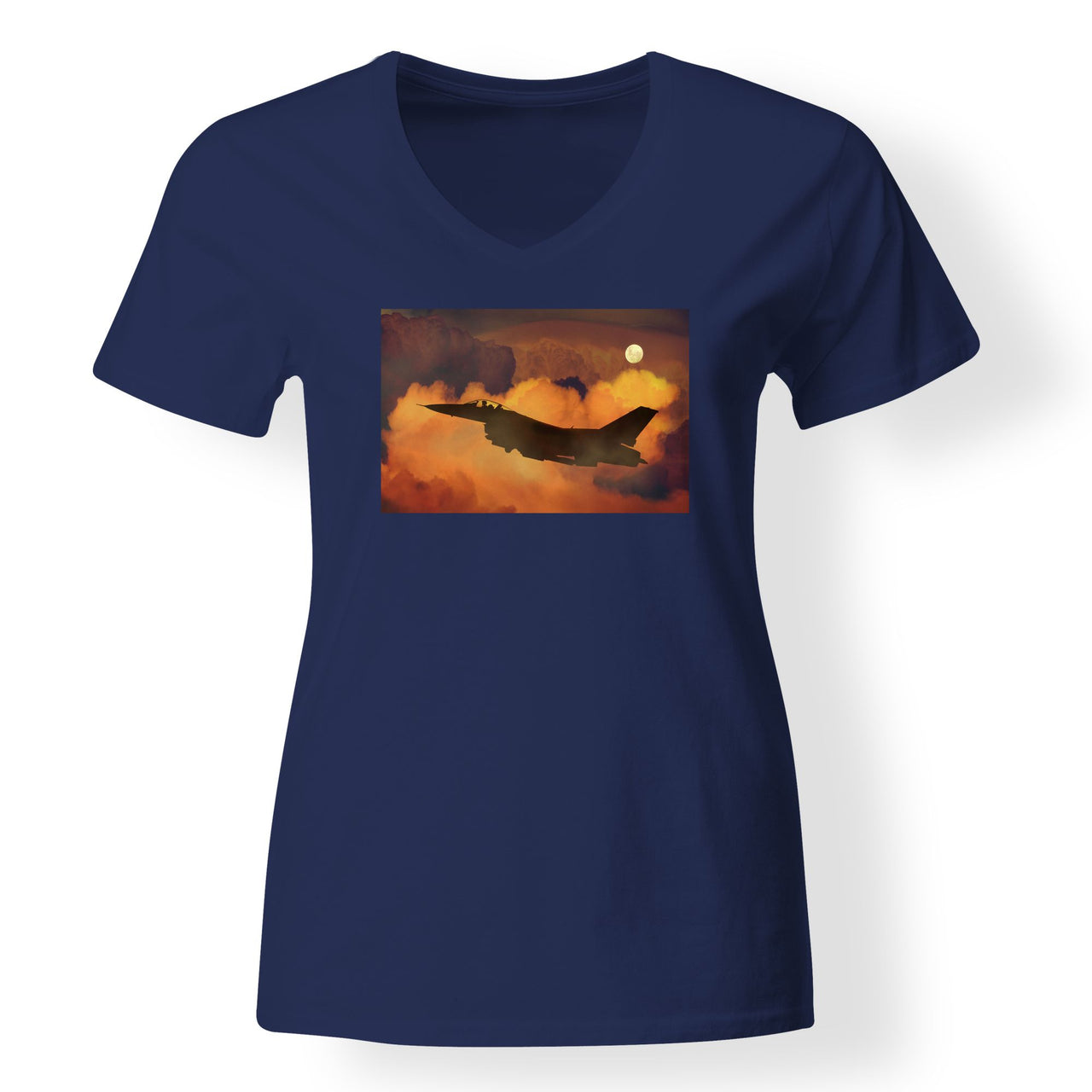 Departing Fighter Jet 16 Designed V-Neck T-Shirts