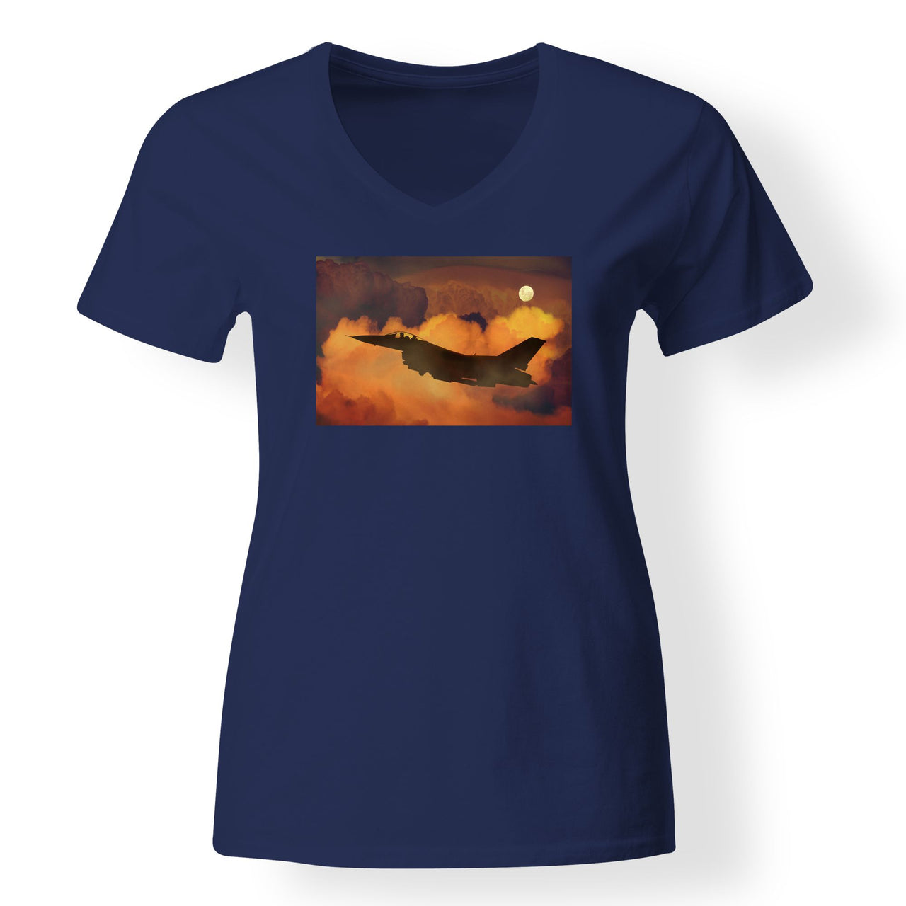 Departing Fighting Falcon F16 Designed V-Neck T-Shirts