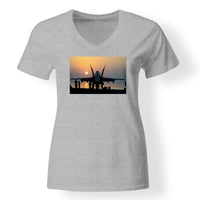 Thumbnail for Military Jet During Sunset Designed V-Neck T-Shirts