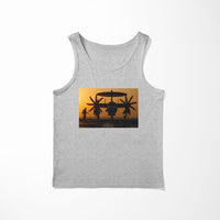 Thumbnail for Military Plane at Sunset Designed Tank Tops